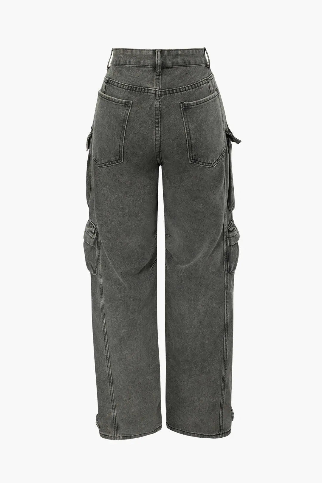 Pascale - Multi-lomme Opsmøget Kant Bredbenede Cargo Jeans til Kvinder-Jeans-Zuruz-Zuruz