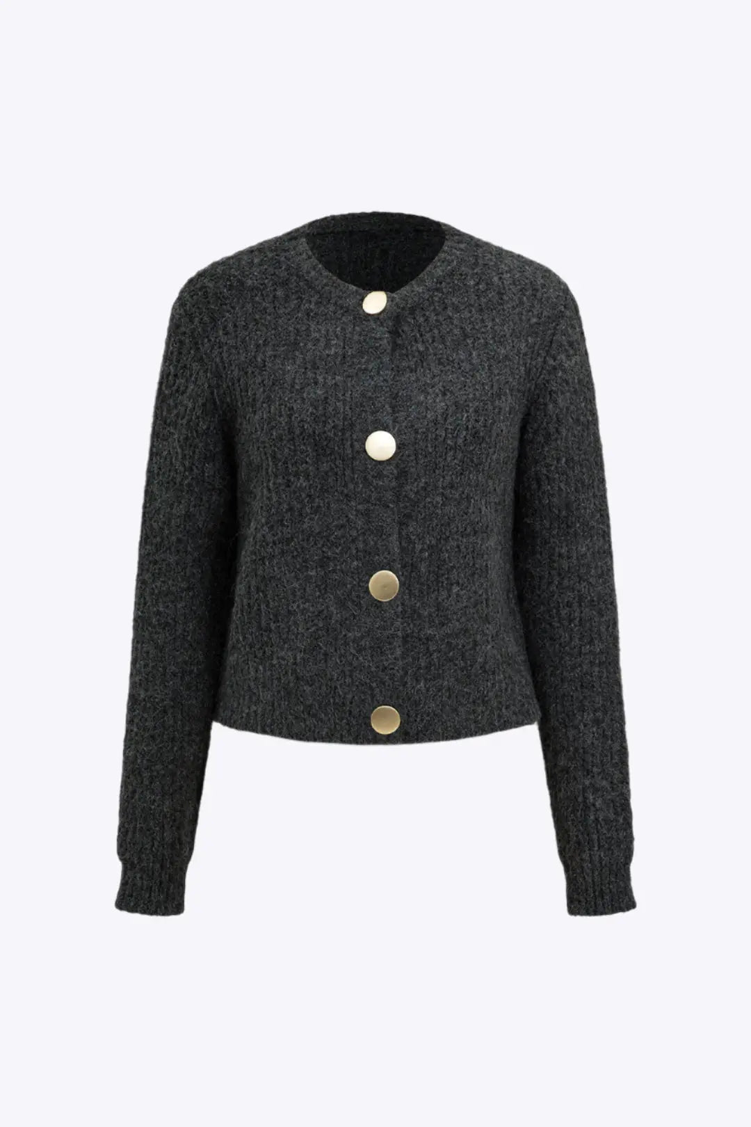 Theodora – Hyggelig Ensfarvet Knap Kvinde Sweater Cardigan-Cardigans-Zuruz-Mørkegrå-S-Zuruz