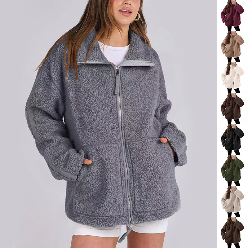 Teddy Zip Jacket til kvinder - hyggelig fleecejakke til vinter og efterår