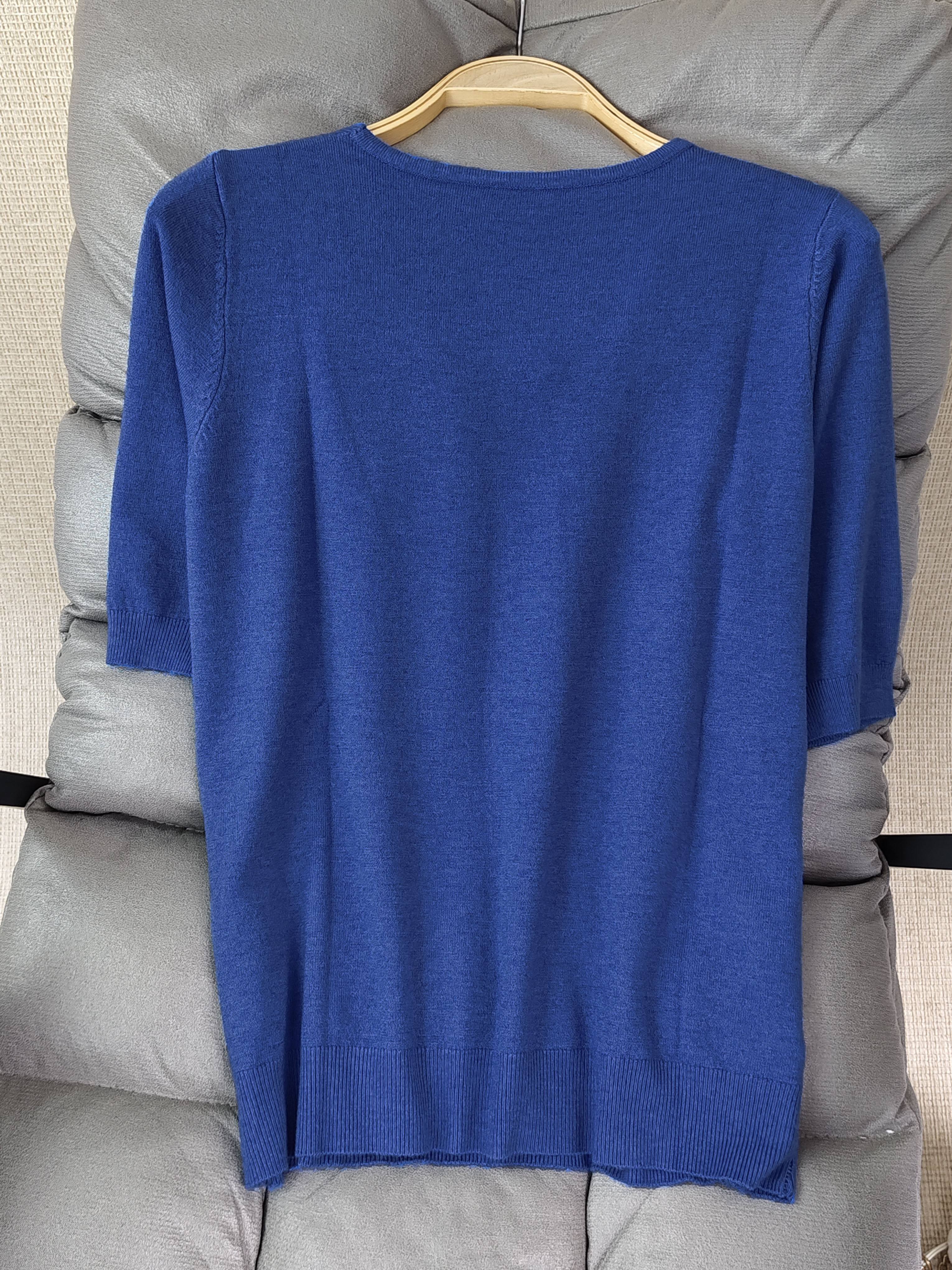 Solid Color V-neck Sweater, Versatile Half Sleeve Knitted Top For Spring & Fall, Women's Clothing