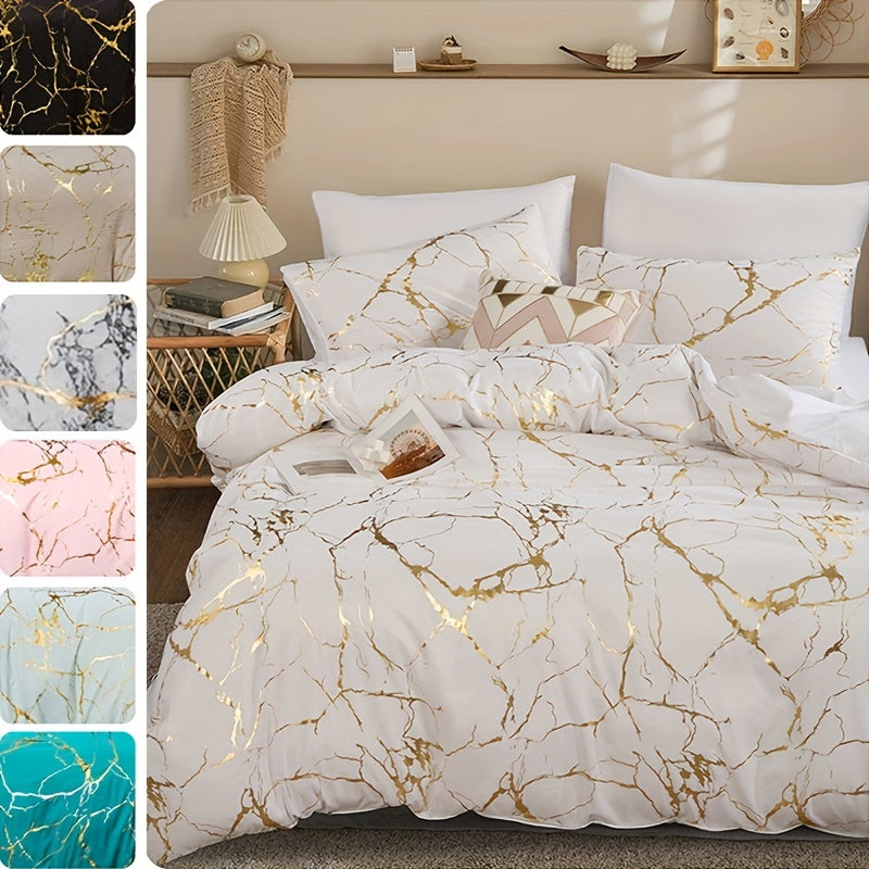 3pcs Classic Hot Stamping Texture Quilt Cover Set