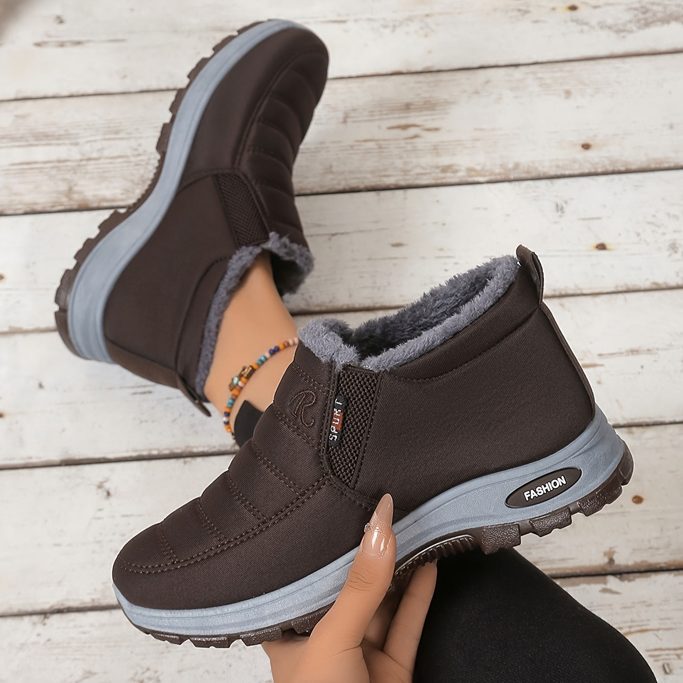 Women'S Slip-On Winter Boots - Slip-On Closure, Soft Rubber Sole, Warm Lining - Black Cold Weather Shoes for Everyday, Hiking, Commuting - Machine Washable & Easy-Clean Design, Hiking Footwear, Casual Footwear, Durable Construction, Casual Wear