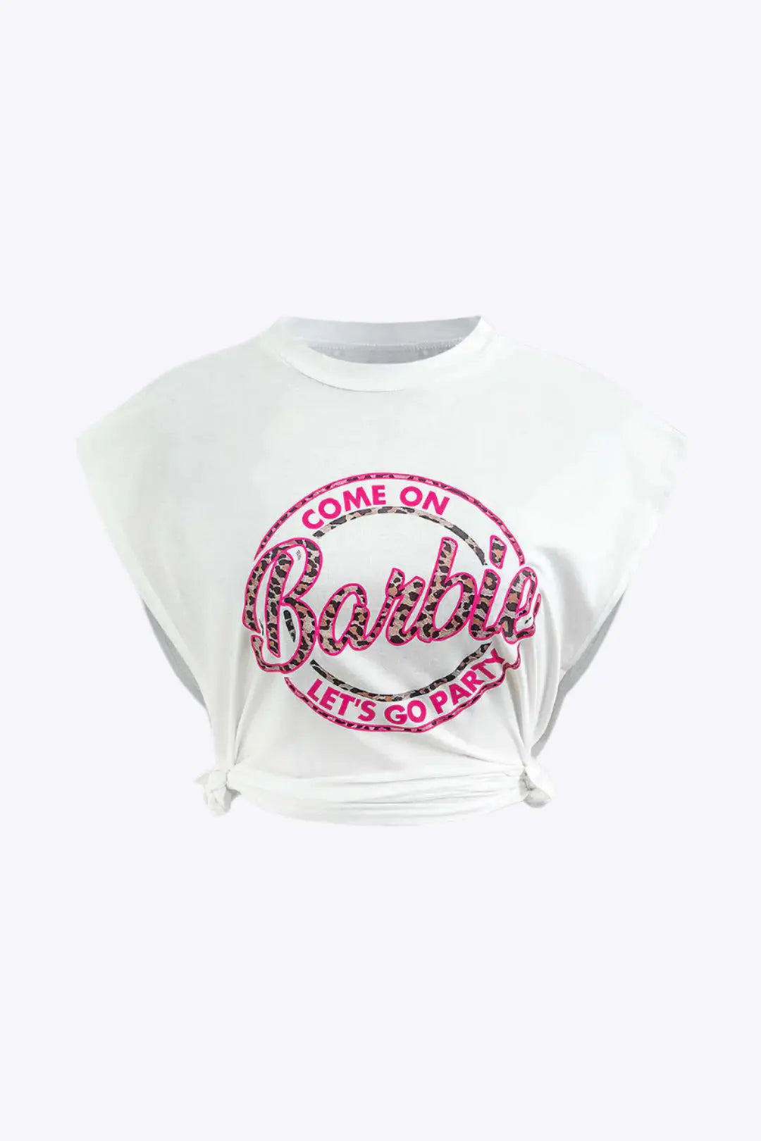 Saskia - Bogstavprint Knudedetaljeret Ærmeløs Kvinde T-shirt-T-shirts-Zuruz-Hvid-XS-Zuruz