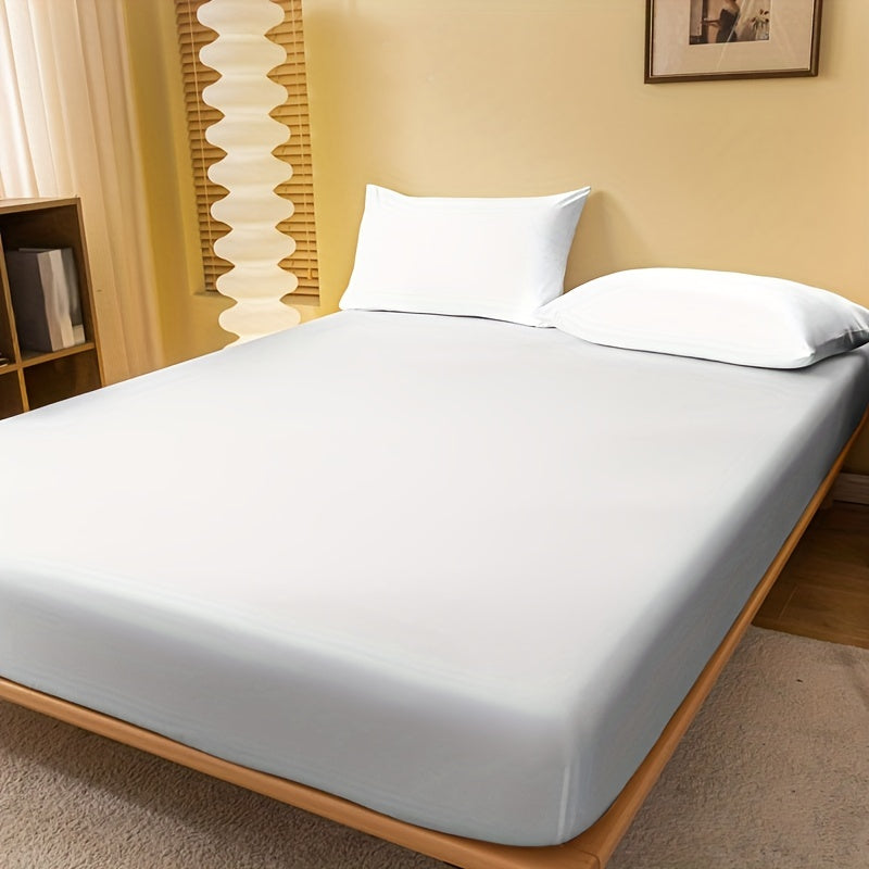 1pc SoftTouch Quilted Fitted Sheet, 100% Polyester, Machine Washable, Deep Pocket Under 29cm, Solid Color Bedding for Bedroom