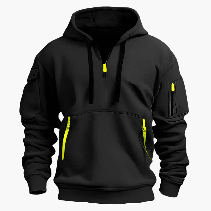Hættetrøje til mænd med hætte og lynlås - funktionelt og varmt streetwear til hverdag og fritid