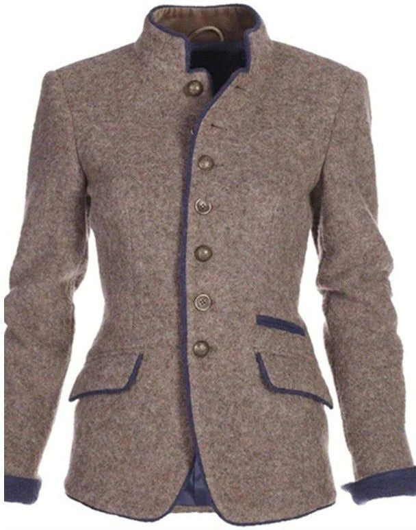 Valencia tofarvet blazer med stående krave